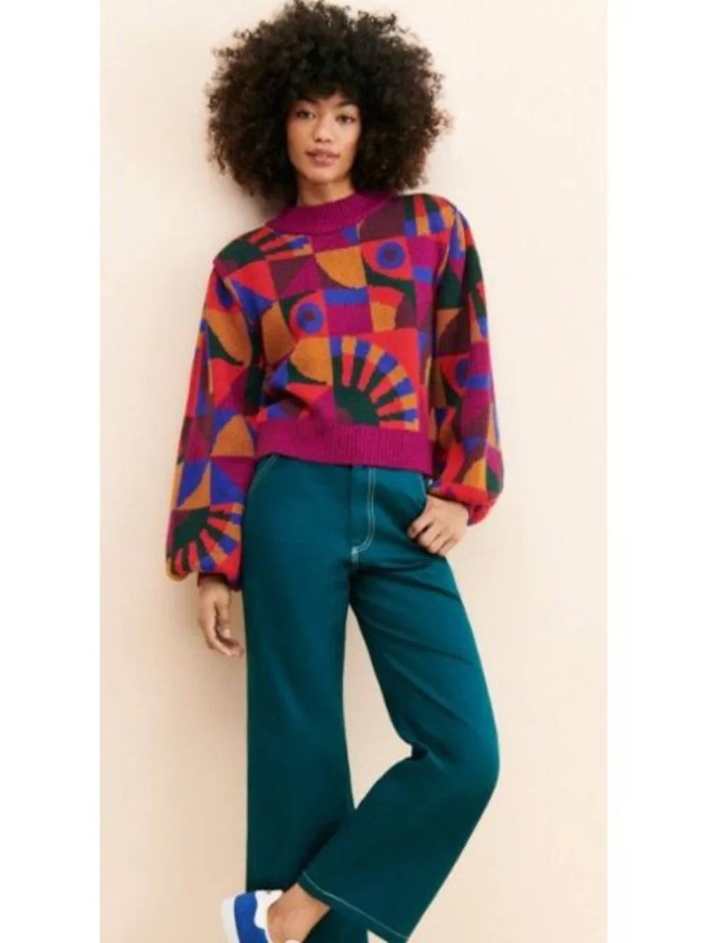 Anthropologie FARM Rio Graphic Toucans Sweater, Women Size Large